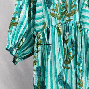 Beautiful floral Cotton Block Printed dress Dress For Casual wear Hand Block Printed Dress - Product Image 4