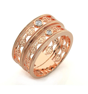 แหวนคู่รักลายฉลุโรแมนติกสไตล์คริสเตียนชุบทองคำขาว 925 จาก Bindi Jewels - Product Image 2