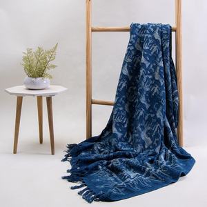 ผ้าห่มโยนพิมพ์ลายนกบล็อกมือสีครามใหม่สำหรับคลุมโซฟาและตกแต่งบ้าน - Product Image 6