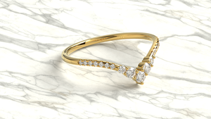 Luxury 18K Gold <b>Solid</b> Curved Ring Wedding Band Graduating Round Diamonds Stacking Ring Band For Women Fine Jewelry - Product Image 3