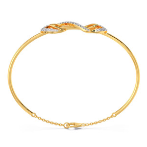 <b>Infinity</b> Leaf Diamond <b>Bracelet</b> with Yellow Gold Slim Frame and Interwoven Botanical Center Design - Product Image 4
