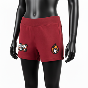 Shorts de poliéster y spandex premium de 240 GSM color granate, tela suave y elástica con logo bordado. - Product Image 4