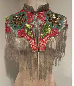 Art Deco Inspired Beaded Fringe Capelet Sequin <b>Bolero</b> <b>Shrug</b> for Great Gatsby Theme Party & Formal Events B2B Wholesale Supplier - Product Image 3
