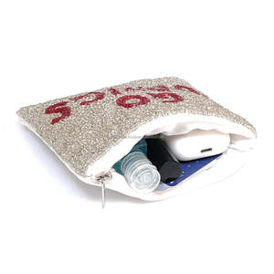 Custom Go Dawgs Beaded Clutch Purse Trendy College Tailgate Embroidery Coin Wallet Red White Zipper <b>Game</b> Day Sequin Letter Pouch - Product Image 3