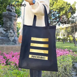 INNORHINO Twill Weave Cotton Tote Bags Makeup Bags with Custom Gold Stamping Print