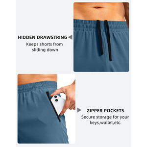 กางเกงขาสั้นผู้ชาย ผ้าฝ้าย 97% สแปนเด็กซ์ 3% น้ำหนักเบา แห้งเร็ว กางเกงจ็อกเกอร์เอวกลาง ซิปผ่าหน้า ยืดหยุ่นได้ เหมาะสำหรับออกกำลังกาย - Product Image 6