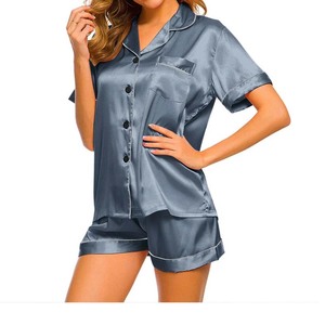 Conjunto de Pijamas para Mujer, de Seda y Satén, con Botones, Ropa de Dormir de Verano, Top Informal para el Hogar, con Logotipo Personalizado - Product Image 6