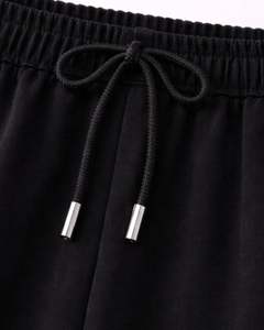 Pantalones Deportivos Cargo de Pierna Ancha Color Negro Jet Personalizados para Mujer, Pantalones de Forro Polar con Cintura Elástica, Bolsillos con Cremallera, Ropa Casual de Calle, Pantalones de Invierno - Product Image 4