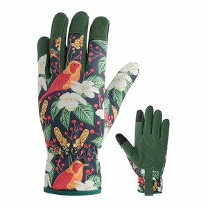 Gants de jardinage pour femmes de qualité supérieure, à écran tactile, avec manches longues, paume en cuir blanc, imprimé floral rose, pour la taille des roses - Product Image 1