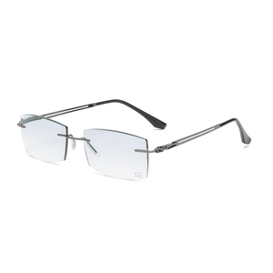 Gafas Rectangulares Sin Montura con Corte de Diamante, Anti Luz Azul, Ligeras (19g), Unisex, Patillas Metálicas, Lentes de PC - Product Image 4
