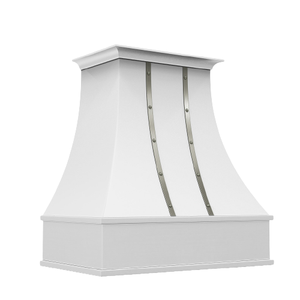 Campana extractora de cocina de acero inoxidable hecha a mano con acabado blanco, de alta gama, para montar en la pared. - Product Image 2