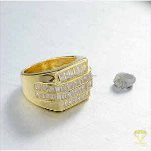 Anillo de Joyería Rectangular de Plata 925 Premium con Diamante Cultivado en Laboratorio para Compradores Globales de Joyería - Product Image 3