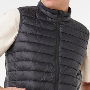 Gilet matelassé léger personnalisable et pliable unisexe à col montant zippé sans manches en coton chaud – Prise en charge de la personnalisation - Product Image 5