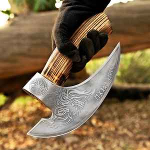 Cuchillo para Pizza Vikingo Premium de Alta Gama, Forjado a Mano, con Mango de Madera de Grado Industrial, Estilo Hacha, Regalo Ideal - Product Image 1
