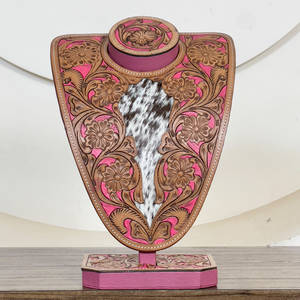 Nuevo Soporte para Joyas de Cuero Genuino de Vaca Hecho a Mano 2026 con Diseño Floral Estilo Western para Exhibición de Joyas para Mujer - Product Image 4