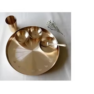 Service de table en laiton pour hôtel, vaisselle traditionnelle indienne Thali, vaisselle en laiton faite à la main, vente en gros, pour restaurant, maison, traiteur, événement - Product Image 3