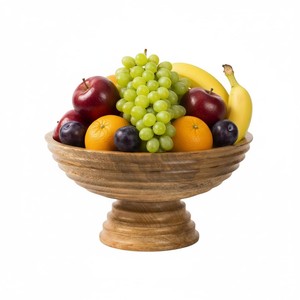 Bol à fruits en bois de manguier en gros |   Bol à salade sur piétement artisanal Inde - Product Image 1