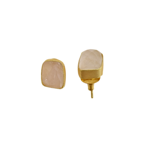 Pendientes de tuerca de cuarzo rosa de moda, chapados en oro de 18 quilates, con piedra de fantasía, lote a granel - Product Image 5