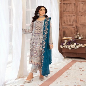 Vestidos largos para mujer Trajes de boutique Elegantes hermosos vestidos de gasa de lujo Trajes indios de 3 piezas de Ramsha Vol - Product Image 2