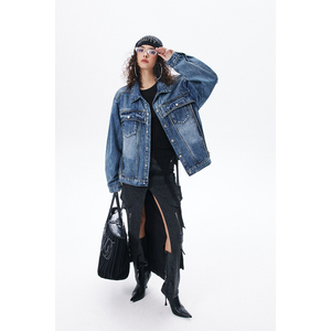 New Fashion Retro Wash Windproof 100% Cotton Winter Women's Loose Zipper <b>Denim</b> <b>Jacket</b> - Product Image 5