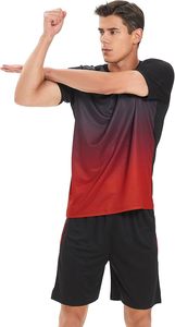 ชุดออกกำลังกาย กางเกงขาสั้นและเสื้อแขนยาวสำหรับผู้ชาย ชุดวิ่งแบบแห้งเร็ว ชุดกีฬา - Product Image 2