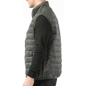 Chaleco Acolchado de Lana Gris para Hombre, con Cuello Alto, Cierre de Cremallera, Largo Regular, Color Sólido, Resistente al Viento, Estilo Invernal - Product Image 3