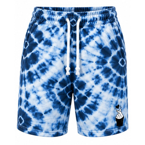 OEM <b>Mens</b> Tie Dye <b>Fleece</b> Sweat <b>Shorts</b> Adjustable Drawstring Waist Side Pockets Embroidered Casual Wear Wholesale Factory Supplier - Product Image 1