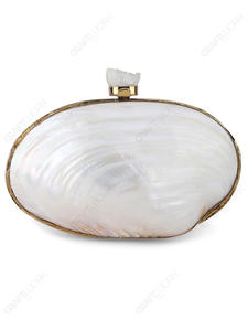 กระเป๋าคลัทช์ทรงวงรีเปลือกหอยธรรมชาติพร้อมตัวล็อคคริสตัลดิบสุดหรู กระเป๋าออกงานแบบแข็งสำหรับผู้ซื้อขายส่ง OEM และแบรนด์ส่วนตัว - Product Image 6