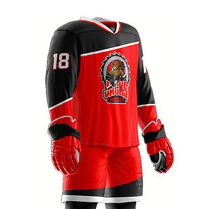 Uniforme de hockey sur glace personnalisé sublimé, fabriqué en tissu polyester respirant, idéal pour les équipes professionnelles et l'entraînement. - Product Image 4