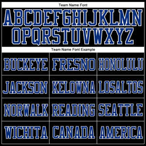 Custom Black Mesh <b>Football</b> Jersey Blue and White Accents Breathable Athletic Mesh Polyester Teamwear Personalized Name Number - Product Image 4