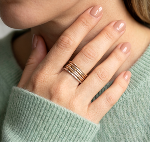Handmade Mixed Metal <b>Spinner</b> <b>Ring</b> Set, Textured Bands, Minimalist Jewelry, Gift For Womens - Product Image 6