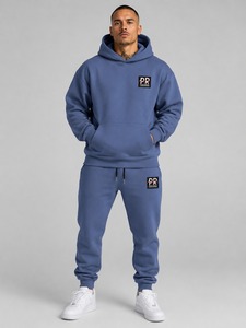 Survêtements d'hiver personnalisés OEM, style streetwear, à capuche, imprimés, ensemble 2 pièces, sweat-shirt à capuche, pantalon de survêtement en coton, décontracté pour hommes - Product Image 1