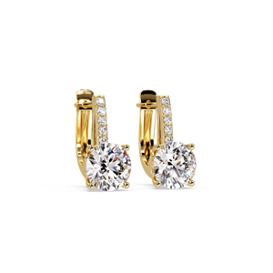 Custom 14K Pure Gold Dangal Hoop Earring Round Cut Lab Grown Diamond Solitaire Pendant Earring Bridal Wedding Earring Jewelry - Product Image 3