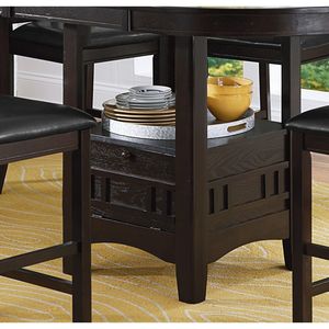 Set da Pranzo Tradizionale da 5 Pezzi con Tavolo Alto e Prolunga, Finitura Ciliegio Scuro, 4 Sedie - Product Image 3