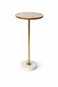 Modern <b>Round</b> Metal Top Coffee <b>Table</b> with Brass Base Durable & Easy to Clean Minimalist Living Room Furniture - Product Image 2