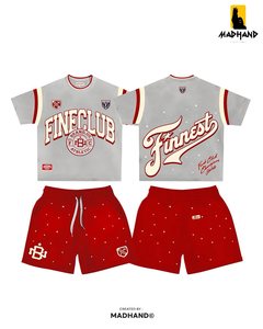 Conjunto Deportivo Personalizado de Camiseta y Pantalones Cortos |   Camiseta de malla azul marino extragrande |   Fabricante de Pantalones Cortos Deportivos con Estampado de Estrella Roja OEM - Product Image 3