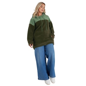 <b>Women's</b> <b>Hoody</b> Plus Size High Street Solid Color <b>Teddy</b> Bear Fleece Long Sleeve Rhinestone Embellishments And Custom Pockets <b>Hoody</b> - Product Image 2