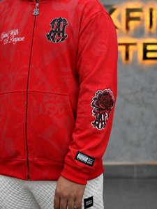 Men's <b>Red</b> Hooded Zip-Up ODM/OEM Wholesale Puls Size Men's <b>Hoodies</b> Full Zip up Custom Print logo <b>Hoodie</b> for Man and Women - Product Image 3