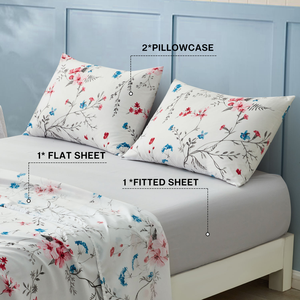 <b>King</b> <b>Size</b> Fitted Printed Bed <b>Sheets</b> Set of 4-Piece <b>Sheets</b> Polyester Microfiber Bedding <b>Sheets</b> 4 Pcs Set - Product Image 2