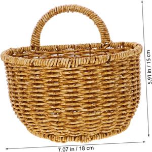 Cesta de Mimbre Ovalada Tejida a Mano con Asa Trenzada Alta - Cesta de Regalo Decorativa Multicolor - Product Image 2