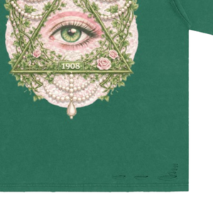 เสื้อยืดลายกราฟิกวินเทจสีเขียวสำหรับผู้หญิง รุ่น 1908 Society Hand Frayed Wash แขนสั้น สไตล์ลำลอง ขาดๆ แบบ Distressed เหมาะสำหรับใส่ในกลุ่มเพื่อนร่วมชั้นหรือสตรีทแฟชั่น - Product Image 4