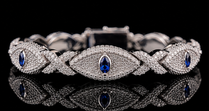 925 Silver Moissanite Eye <b>Bracelet</b> <b>Cuban</b> <b>Link</b> Chain <b>Bracelet</b> Rhodium Plated Unisex Hip Hop Jewelry for Gift Party - Product Image 4