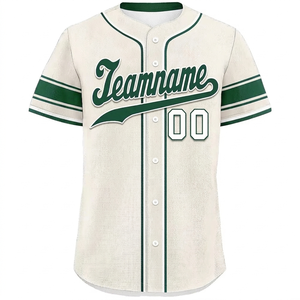 Camiseta de Béisbol Personalizada Negra y Verde, Manga Corta, Cierre de Botones, Transpirable, de Poliéster, Unisex, Ropa Deportiva para Adultos - Product Image 2