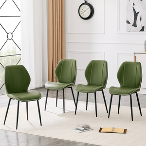 4 set di sedie da pranzo retrò in PU verde oliva con cuscino spazioso e confortevole, disponibili in più colori, in metallo nero - Product Image 5
