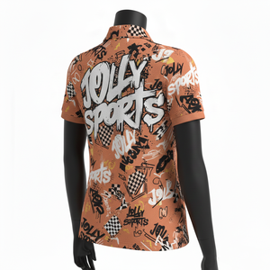 เสื้อโปโลผู้หญิงผ้าเจอร์ซีย์ผสมคอตตอน GSM ระบายอากาศได้ดี พิมพ์ลายทั่วตัว สไตล์สตรีท  รับสกรีนโลโก้ เสื้อโปโลผู้หญิง - Product Image 5