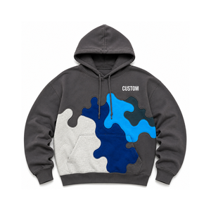 Sudaderas con Capucha Extra Grandes para Hombre, Personalizadas al por Mayor, de Algodón Grueso, Estilo Urbano, con Parches Multicolores - Product Image 2