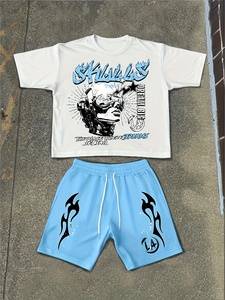 Conjunto de Dos Piezas para Hombre, Estilo Contemporáneo, Camiseta de Manga Corta con Capa Interior Suave - Product Image 1