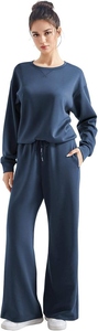 Ensemble de survêtement d'hiver respirant pour femme, en molleton épais, deux pièces, avec sweat à capuche oversize et pantalon, couleur unie, pour le sport et la détente - Product Image 3