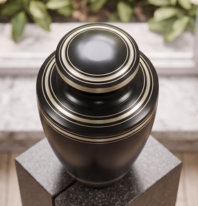 Urnas de Cremación de Latón de Buena Calidad, Urnas para Adultos, Recipiente Conmemorativo para Cenizas, Artículos Funerarios en Venta, Urna Humana Negra Brillante - Product Image 3