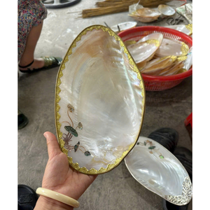 Mother of Pearl <b>Plates</b> Luxury 100% Natural <b>Black</b> Lip Shell <b>Plate</b> with Royal Gold and Silver Plating for High End Home Decor - Product Image 3